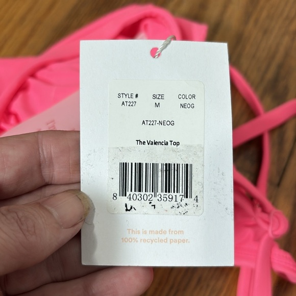 Andie Bikini Set Valencia Top 90s High Waisted Bottom Neon Pink size Medium NWT - Picture 9 of 10